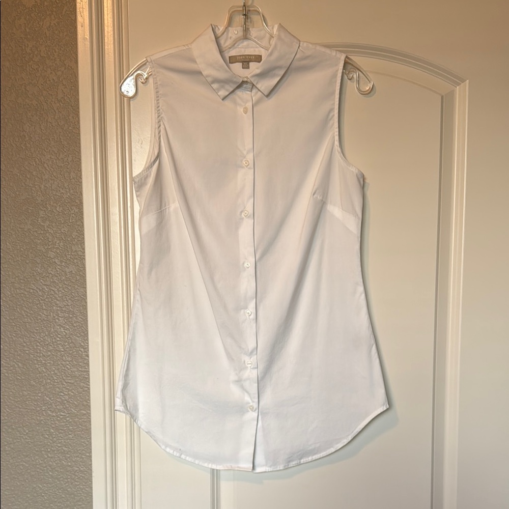 Joan Vass White Sleeveless Blouse